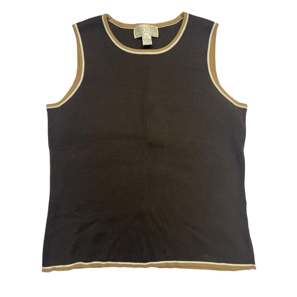 Vintage Women's Knit Tank Top Size Small Petite Brown Old Money Classic Preppy